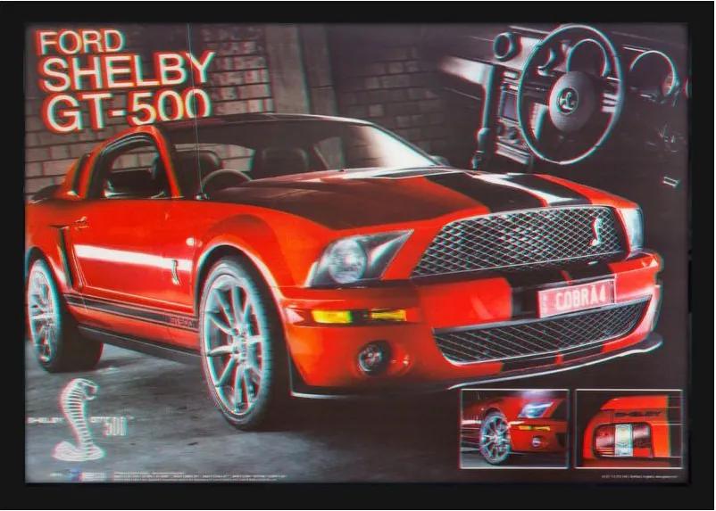 Quadro Decorativo Poster 3d Ford Shelby Gt-500 Vermelho 70x50cm