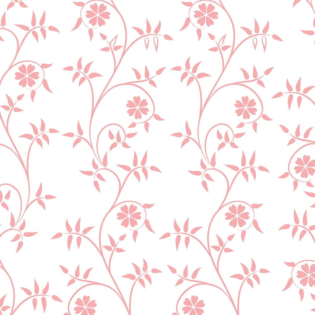 Papel de parede adesivo floral rosa e branco