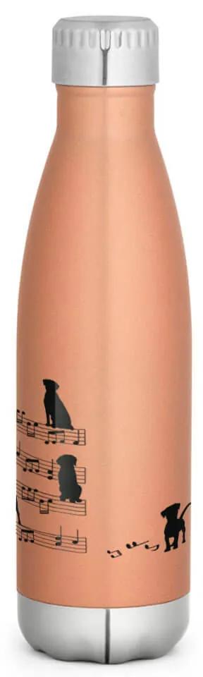Garrafa Térmica Inox Brilhante 510 ml Cachorro Musical Preto - Dourado