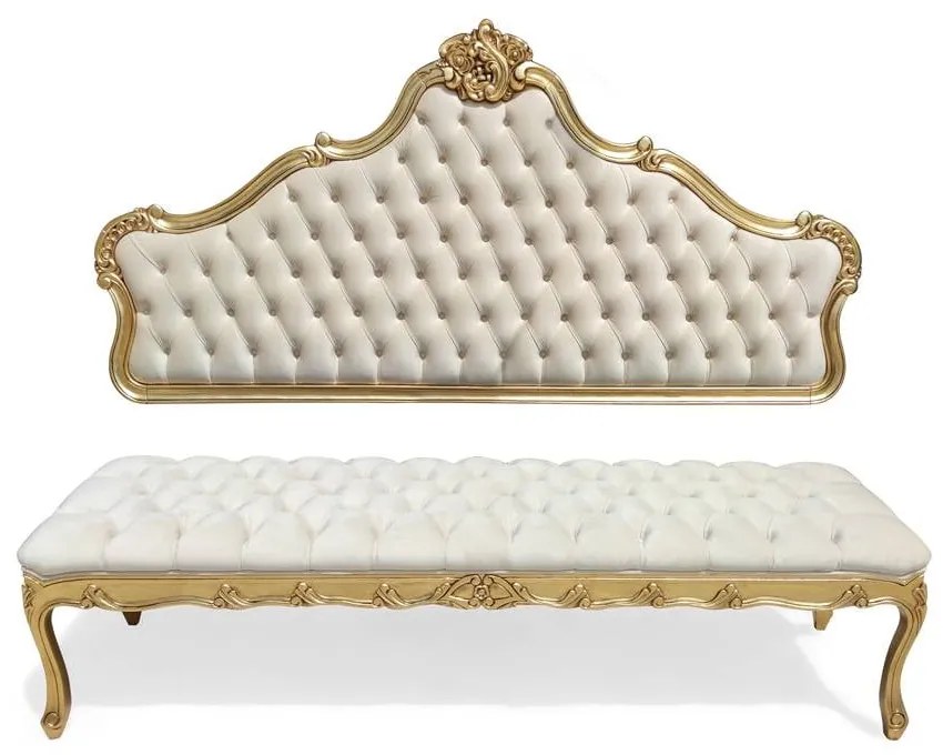 Cabeceira de Cama com Puff Recamier Clássico Capitonê Design de Luxo