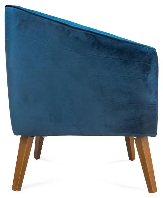 Poltrona Decorativa Dalia Pés de Madeira Suede Azul - Sheep Estofados - Azul