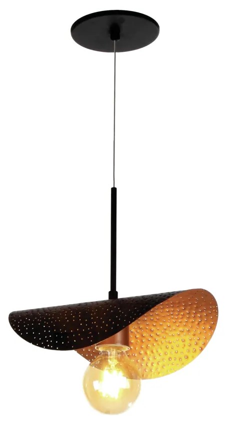 Pendente Wave 28X19X25Cm Metal Alumínio 01Xe27 - Old Artisan Pd-5721 (CORRUGADO, HONEY)