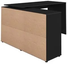 Mesa Escrivaninha em L Eron e Balcão 60cm 2 Portas Look A06 Preto - Mp