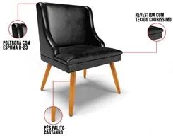 Kit 2 Cadeiras Estofadas para Sala de Jantar Pés Palito Lia Sintético