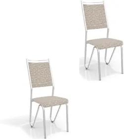 Kit 02 Cadeiras para Cozinha Londres 2C056CR Cromado/Linho Marrom - Kappesberg