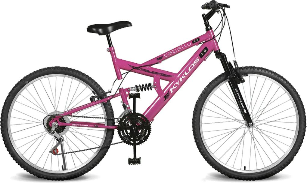 Bicicleta Kyklos Bikes Aro 26 Caballu 7.2 Alumínio Natural 21V Pink