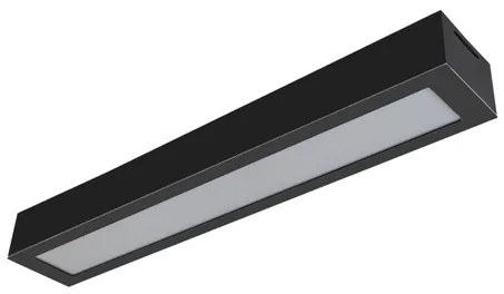 Plafon Led Sobrepor Retangular 18W Preto Valencia - LED BRANCO QUENTE (3000K)