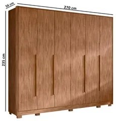 Guarda Roupa Casal 6 Portas 270cm Fascination A02 Avelã - Mpozenato
