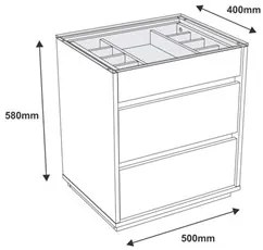 Mesa De Cabeceira 3 Gavetas Tampo De Vidro Belize C14 Cinza Perola - M