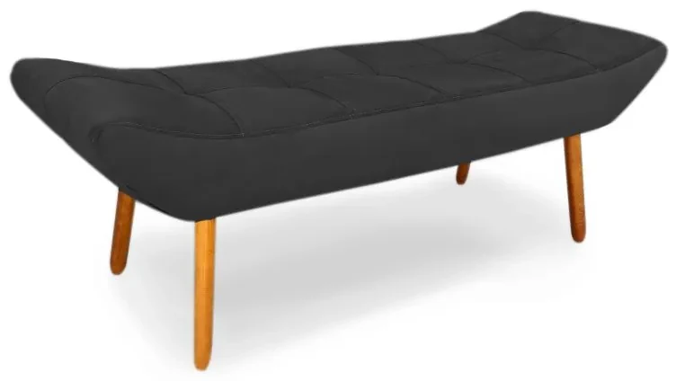 Puff Banqueta 160cm Maya Pés Palito Suede Preto - Sheep Estofados - Preto