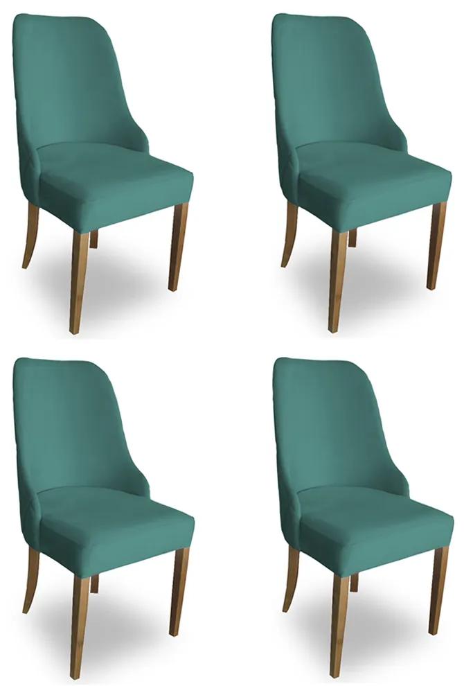 Kit 4 Cadeiras de Jantar Londres Suede Azul Tiffany