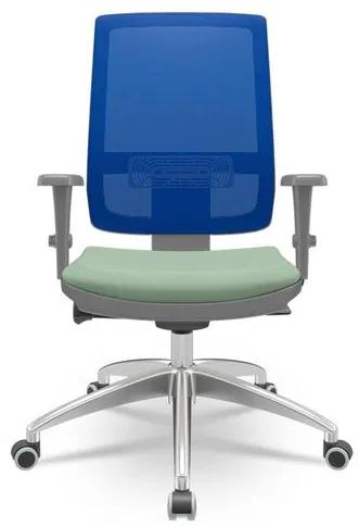 Cadeira Brizza Diretor Grafite Tela Azul com Assento Vinil Verde Base Autocompensador Aluminio - 65800 Sun House