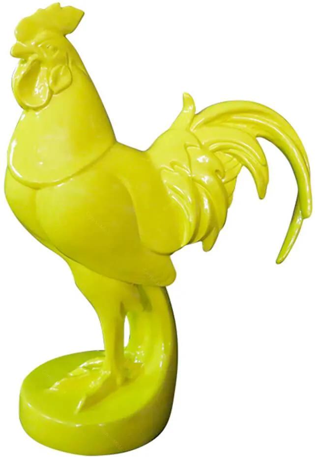 Escultura Noble Rooster Pequeno Amarelo em Resina - 23x17 cm