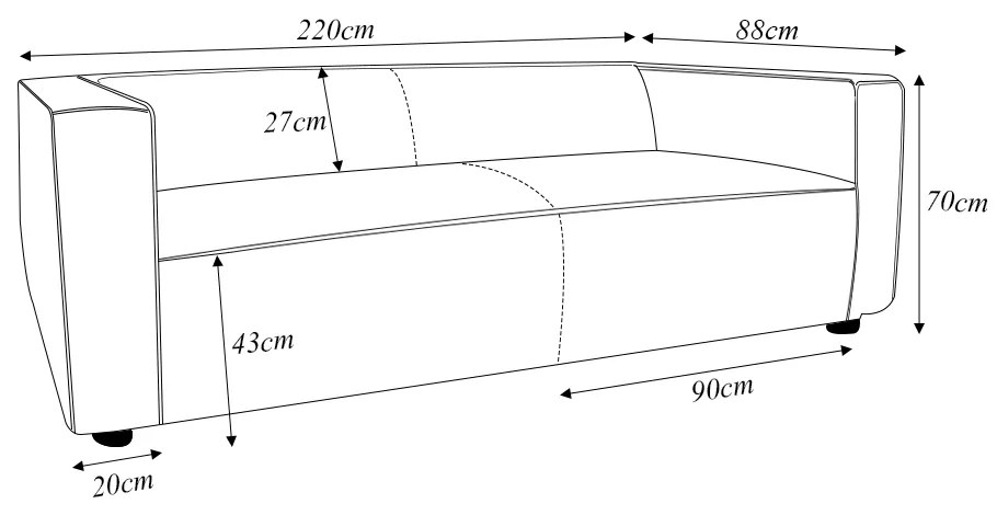 Sofá Decorativo Ryan 3 Lugares Sala de estar 220cm Couro Cinza Manchado G40 - Gran Belo