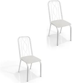 Kit 02 Cadeiras para Cozinha Viena 2C072CR Cromado/Branco - Kappesberg