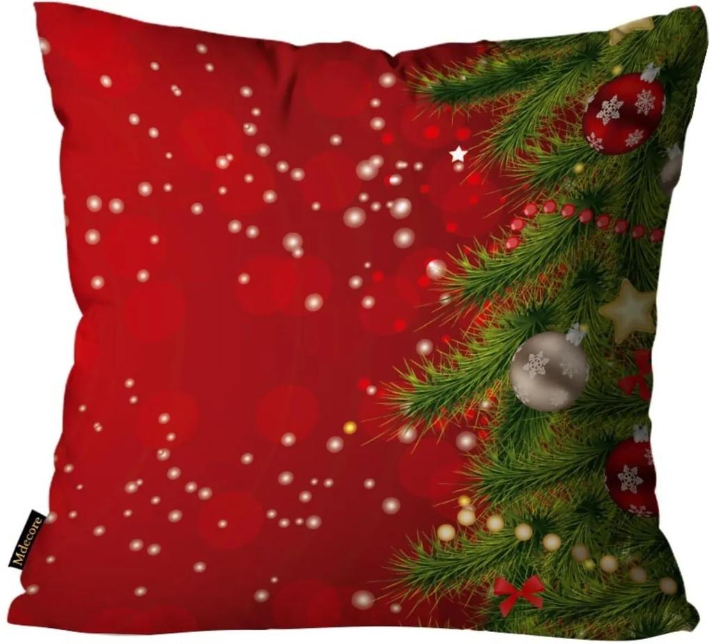 Capa para Almofada Premium Cetim Mdecore Natal Arvore de Natal Vermelha 45x45cm