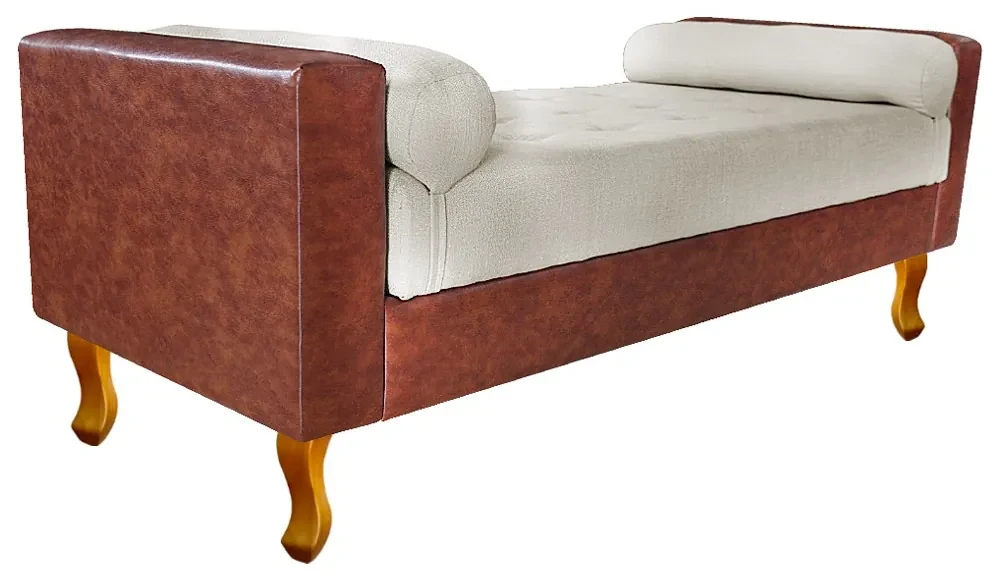 Recamier Félix King Size 195cm Corano Nozes e Linho Bege - ADJ Decor