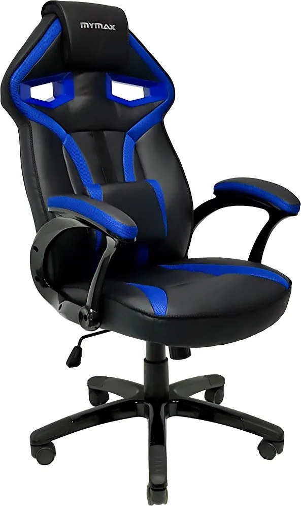 Cadeira Gamer MX1 Giratoria 9040 Preto e Azul - Mymax
