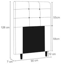 Cabeceira Cama Box Solteiro 90cm Luna Sintético Marrom Z51 - Mpozenato