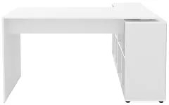 Mesa Escrivaninha em L Eron e Estante Livreiro Stela A06 Branco/Freijó