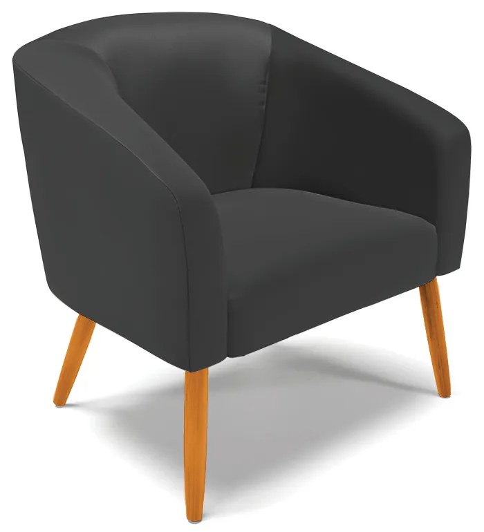 Poltrona Decorativa Pé Palito Castanho kit 2 Stella Sintético D03 - D'Rossi - Preto