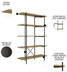 Estante Industrial 5 Prateleiras Home Office Yang F02 Avelã  - Mpozena