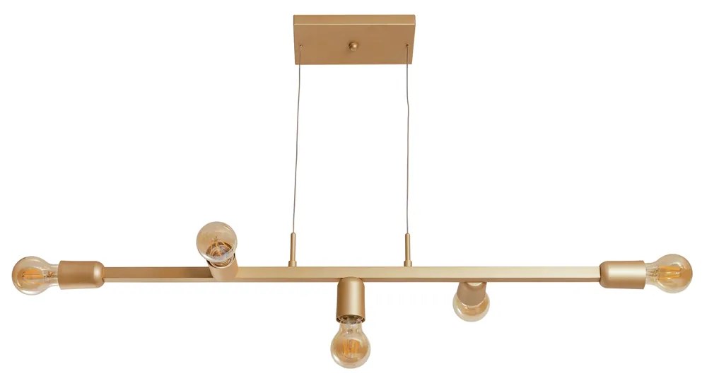 Pendente Tazza S/ Globos 100Cm 6L E27 Suspensão Cabos Kevlar | Usina 1... (OC-M Ocre Metálico, CRISTAL)