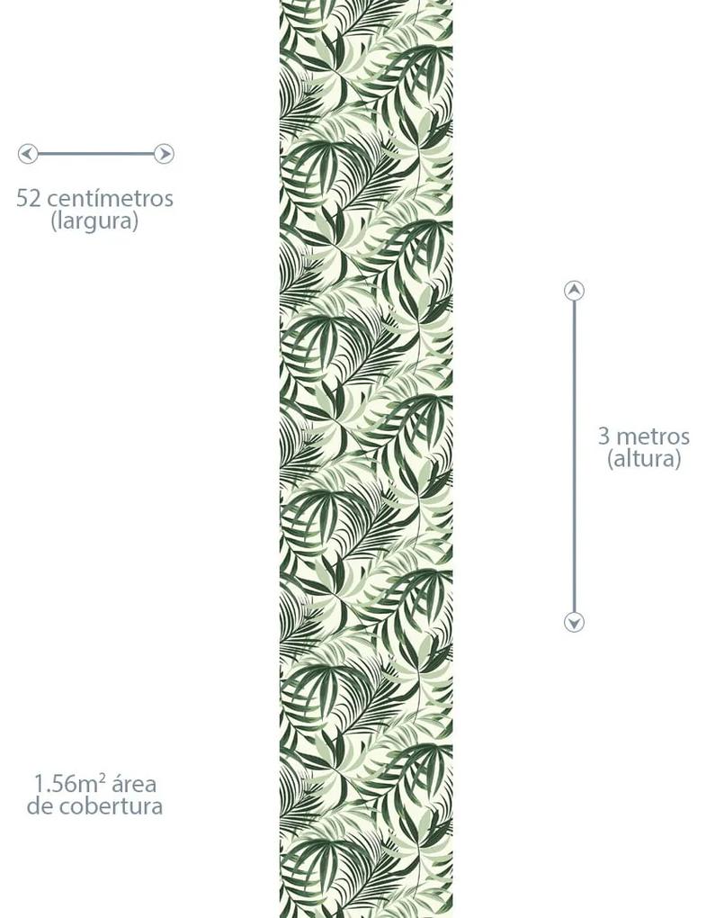 Papel de Parede Floral Folhas Verde 0.52m x 3.00m