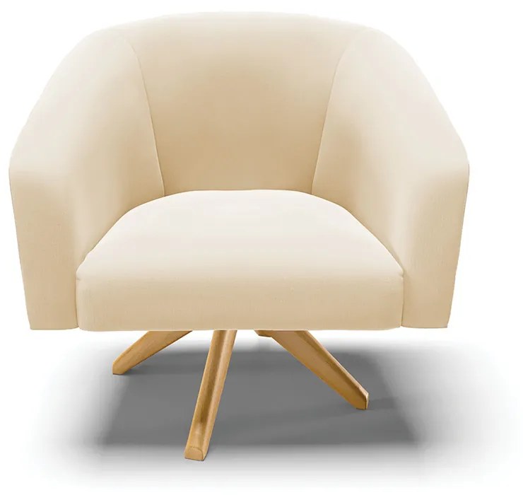 Poltrona Decorativa Giratória MA30 Stella Suede Bege D03 - D'Rossi