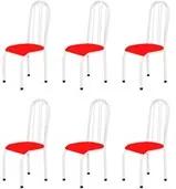 Kit 6 Cadeiras Altas 0.112 Anatômica Branco/Vermelho - Marcheli