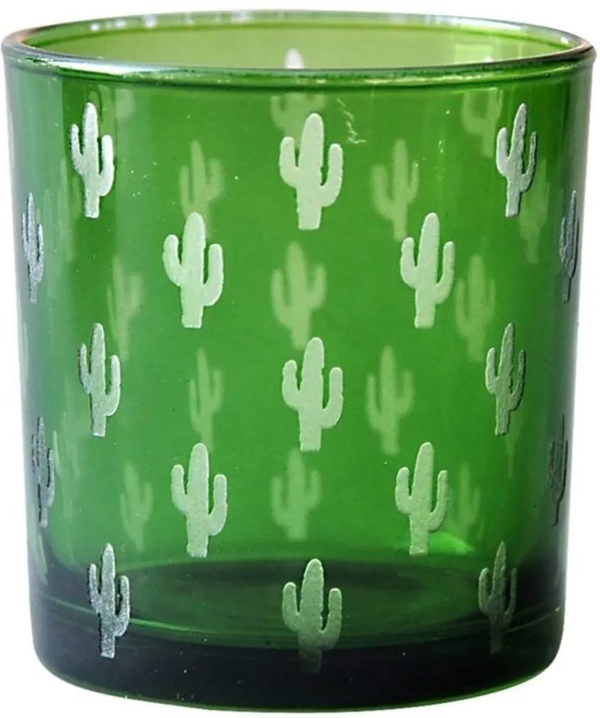 Castiçal de Vidro Verde Cactus Urban Home