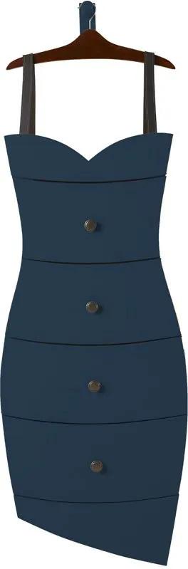 Cômoda Suspensa 4 Gavetas Dress 1081 Cacau/Azul Noite - Maxima