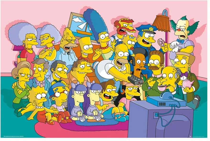 Poster Para Quadros Os Simpsons Todo O Elenco 90x60cm
