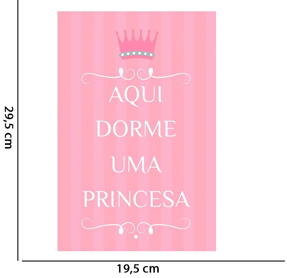 Quadro Placa Decorativa Infantil Princesa 29,5x19,5 cm - D'Rossi