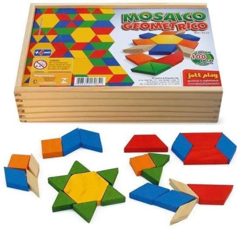 Mosaico Geométrico 100 Peças Cx De Madeira - Jottplay