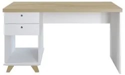 Mesa Escrivaninha 135cm Elai e Gaveteiro 2 Gavetas May A06 Olmo/Branco