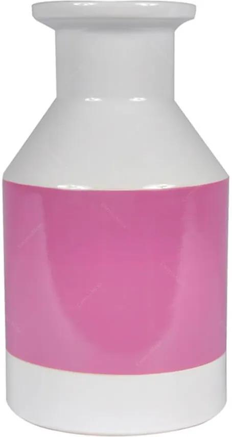 Vaso Chemistry Branco e Pink Pequeno em Cerâmica - Urban - 23x13 cm
