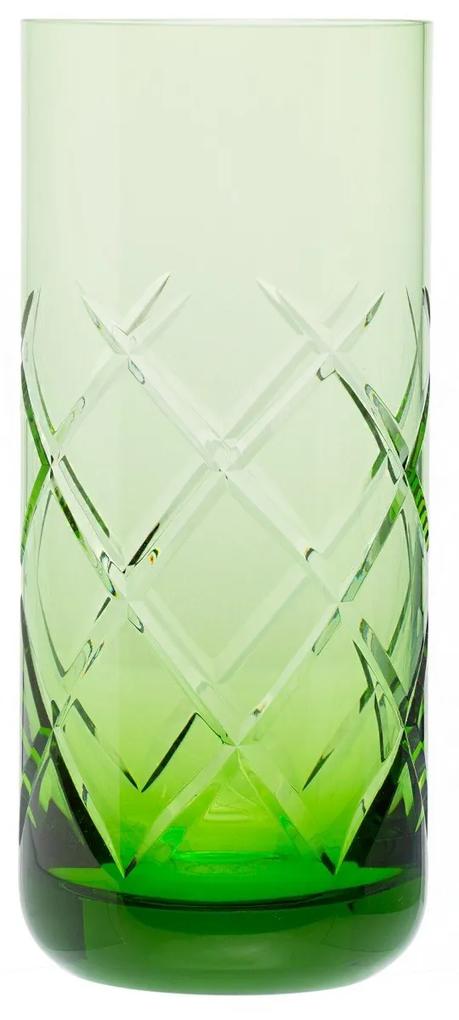 Copo de Cristal Lapidado Artesanal Long Drink - Verde Claro - 65
