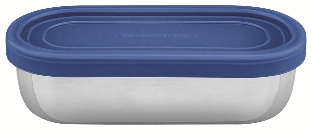 Pote para Alimentos Tramontina Freezinox em Aço Inox com Tampa Plástica Azul 0,4 L -  Tramontina