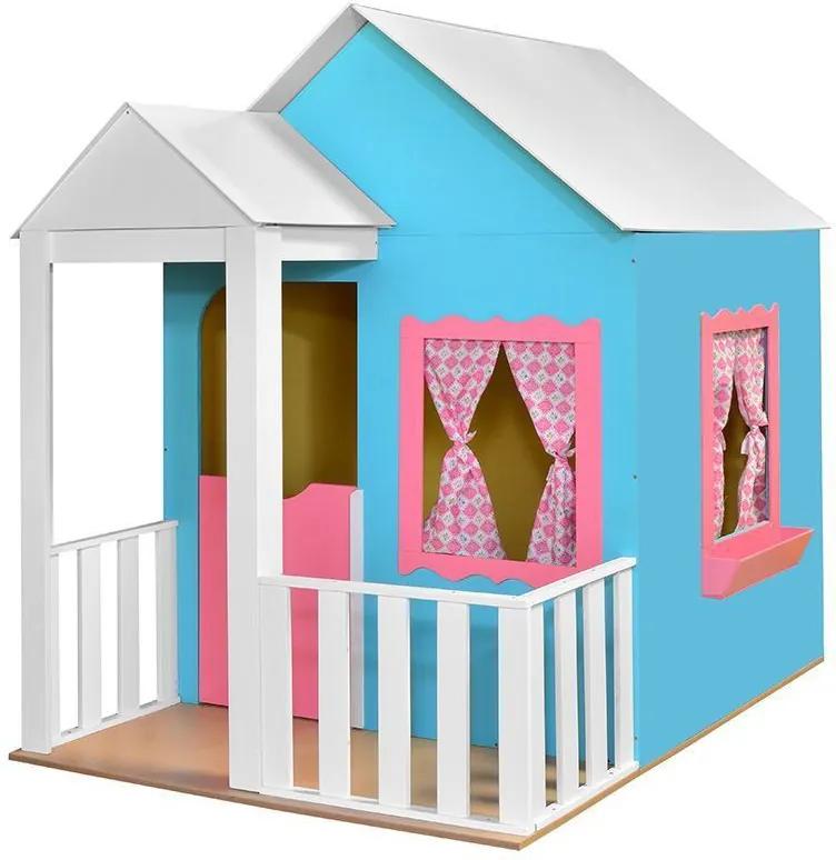 Casinha de Brinquedo com Cercado Azul/Rosa - Criança Feliz