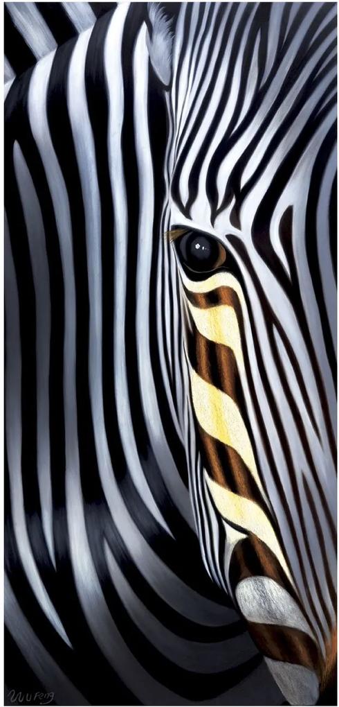 Quadro Tela Decorativa Zebra Com Mancha Amarela 30x60cm