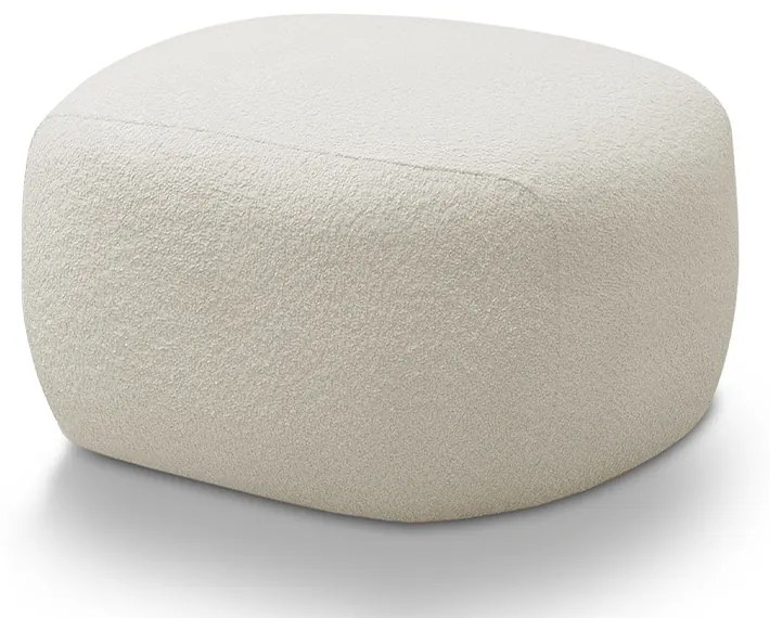 Puff Decorativo Charlote Sala de Estar Pés em Madeira Bouclê Off White G88 - Gran Belo