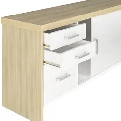 Conjunto Escritório 3 Peças Mesa 158cm Corp A06 Carvalho/Branco - Mpoz