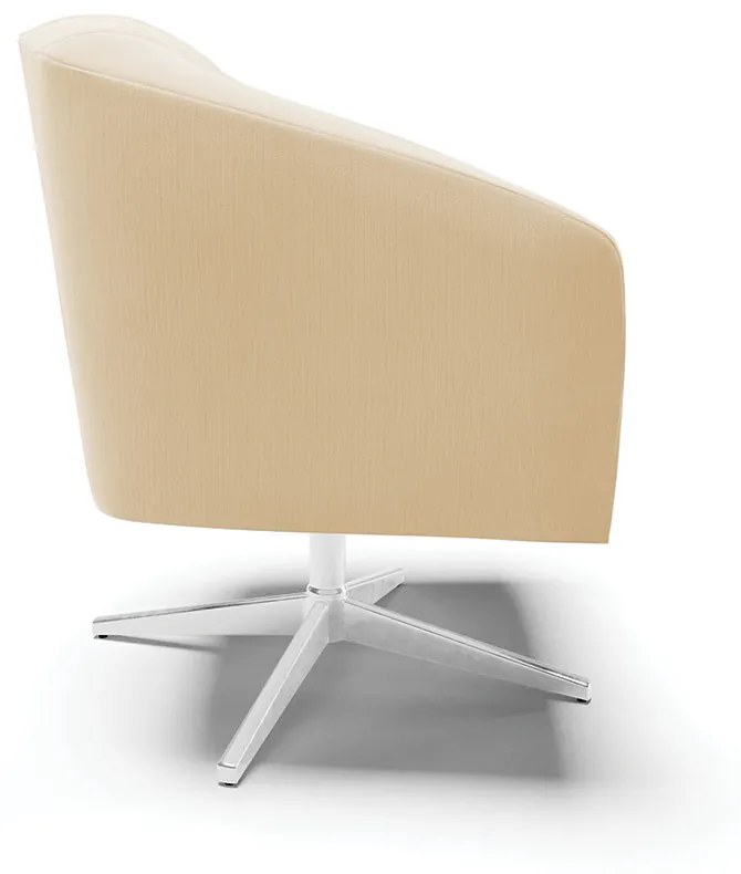 Poltrona Decorativa Giratória Cromada Stella Suede D03 - D'Rossi - Bege