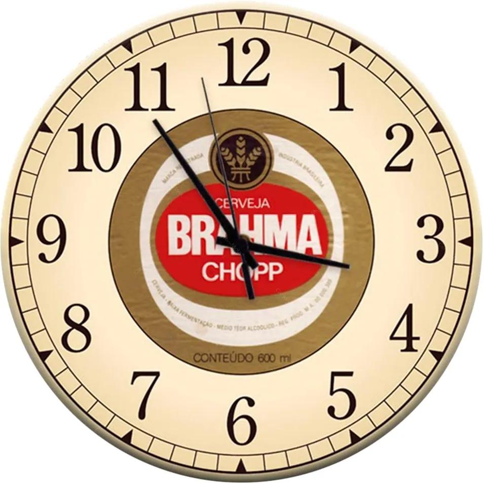 Relógio de Parede Cerveja Brahma Chopp Bege em MDF - 28 cm