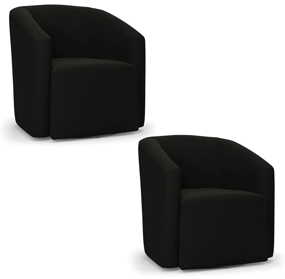 Poltrona Decorativa Base Giratória Kit 2 Stella Max Suede Preto D03 - D'Rossi