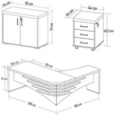 Conjunto Escritório Home Office 3 Peças Mesa em L Corp A06 Charuto/Pre