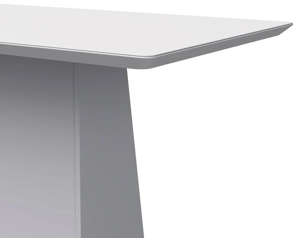 Mesa de Jantar Retangular Tampo com Vidro Bella 160 cm Off White - D'Rossi