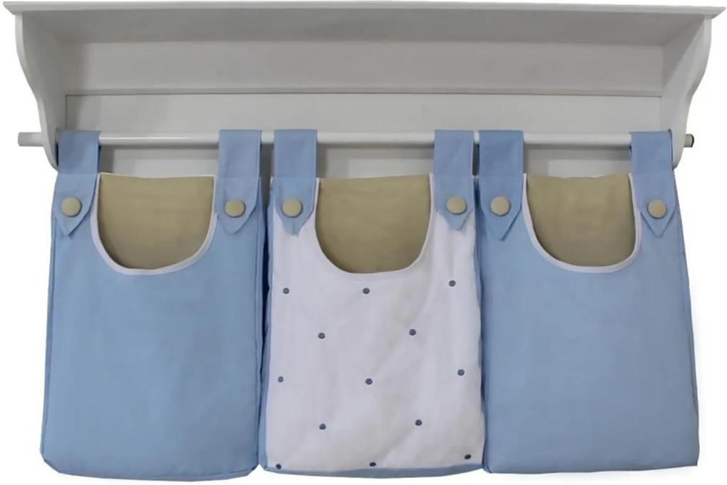 Porta-Treco De Parede Padroeira Baby Coroa Luxo Azul Bebê