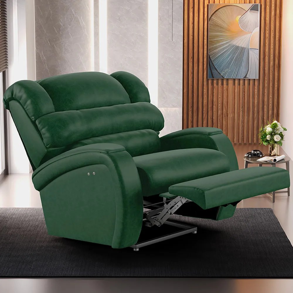 Poltrona do Papai Reclinável Napoli Power Touch PU Verde Musgo FH1 - D'Rossi